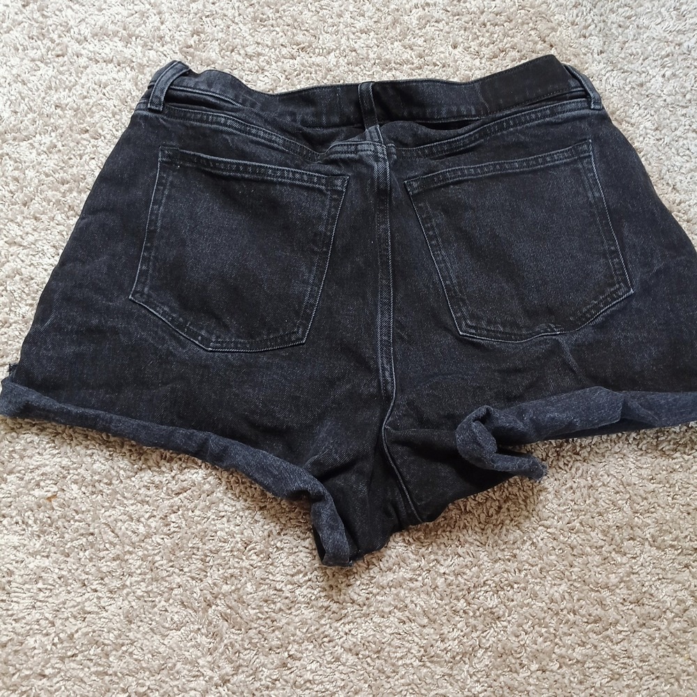 Abercrombie & Fitch Curve Love Dad Shorts Womens 14/32 Black Excellent High Rise - Picture 2 of 6